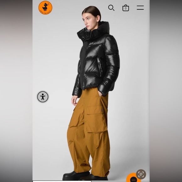 NWOT SAVE THE DUCK Isla Shiny Black Ultra Light Puffer Jacket Size 2X - Picture 4 of 16